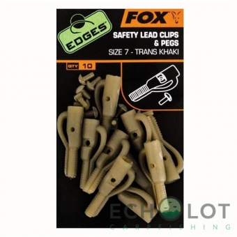 Безопасная клипса с фиксаторами Fox EDGES Safety Lead Clips & Pegs Size 7 Trans Khaki